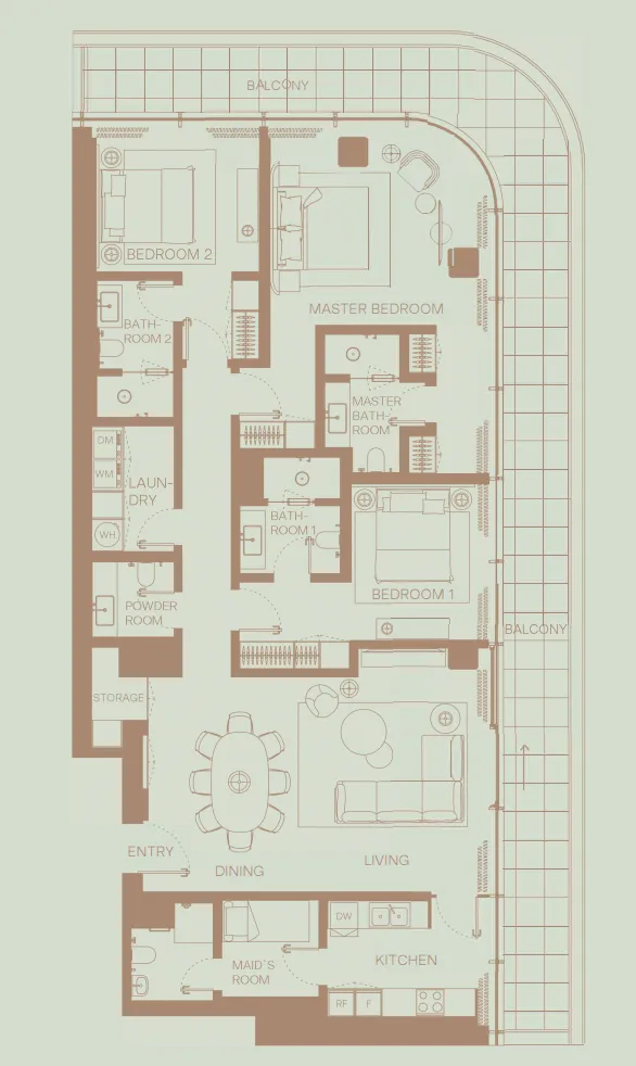 Eden House The Park 3 bed floor plan, 2,350 sqft