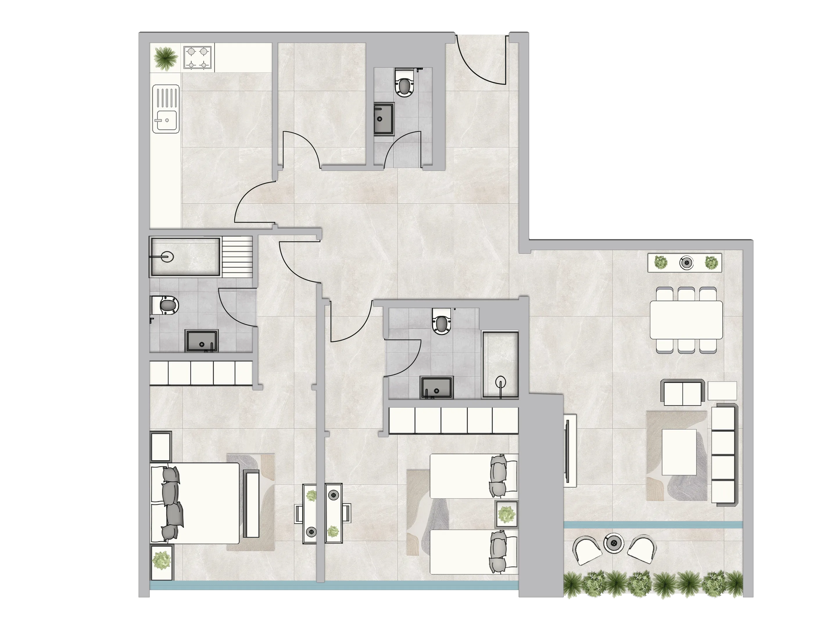 Infinity Tower 2 bed floor plan, 1,773 sqft