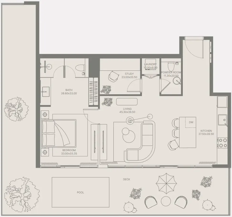 Bond Enclave 1 bed floor plan, 1,311 sqft