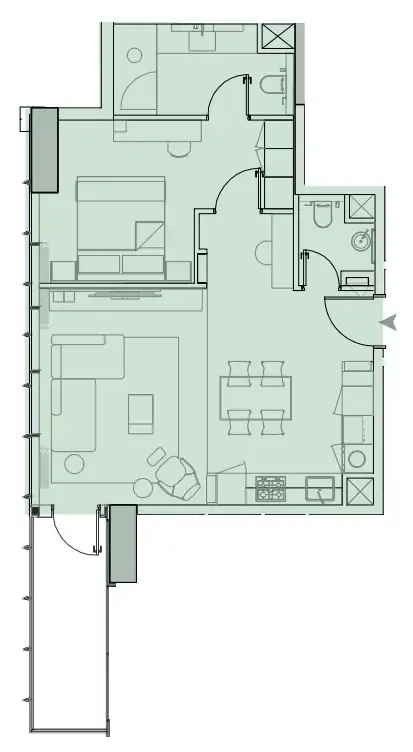 Wynwood Horizon 1 bed floor plan, 755 sqft
