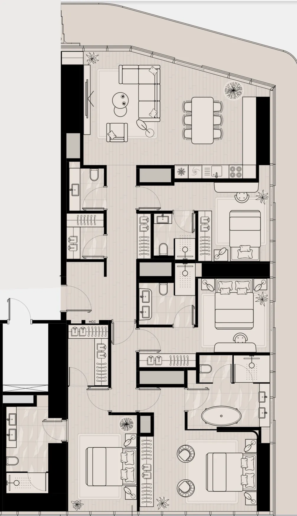 Iconic Tower 4 bed floor plan, 2,516 sqft