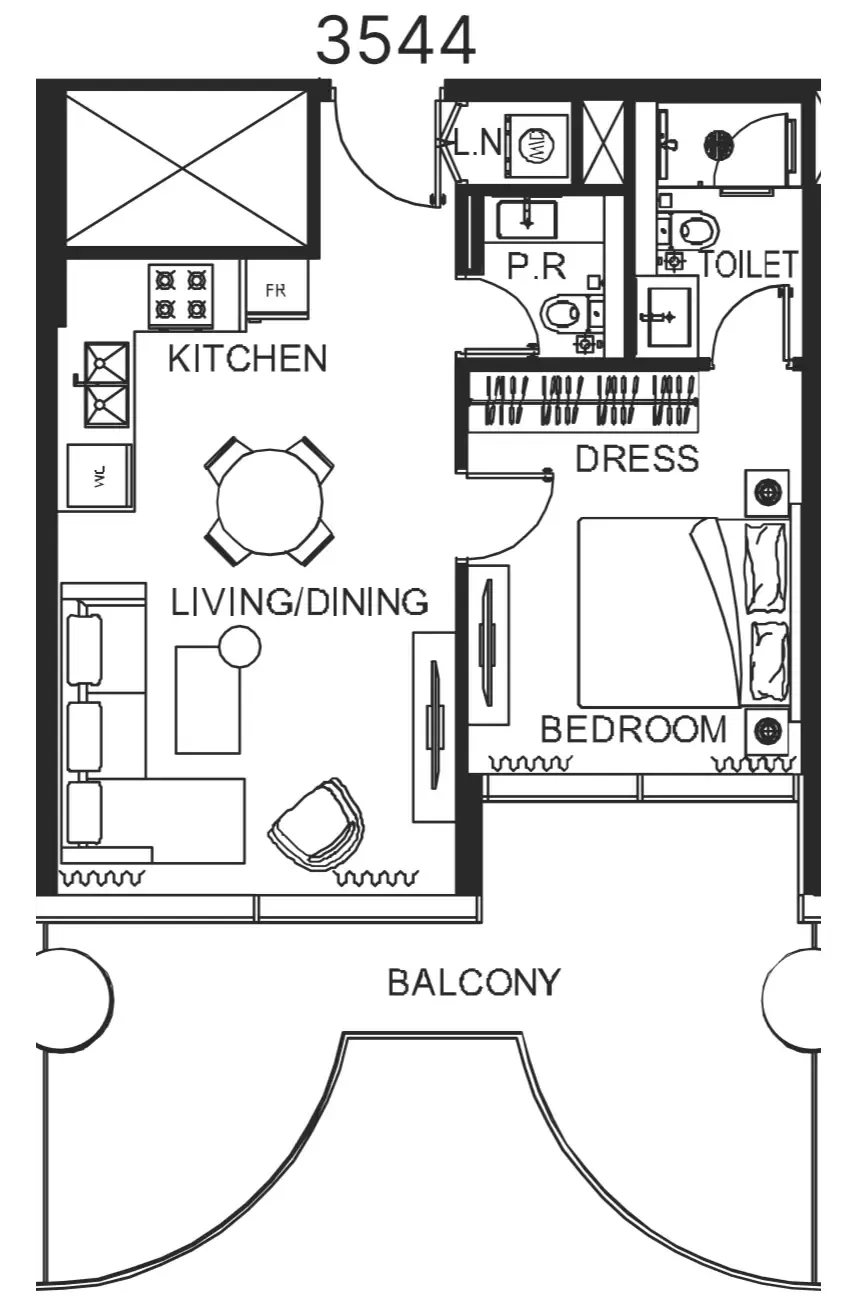 The WOW Tower 1 bed floor plan, 762 sqft