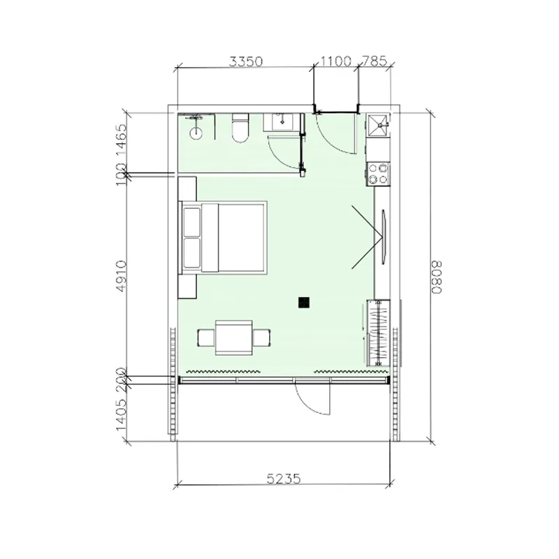 ZEN Studio floor plan, 360 sqft