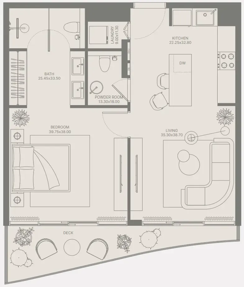 Bond Enclave 1 bed floor plan, 608 – 737 sqft