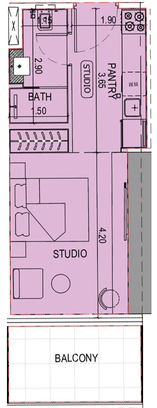 Binghatti Sky Terraces Studio floor plan, 311 – 488 sqft