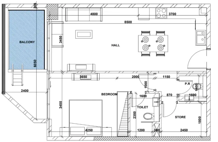 Peace Lagoons 2 1 bed floor plan, 814 sqft