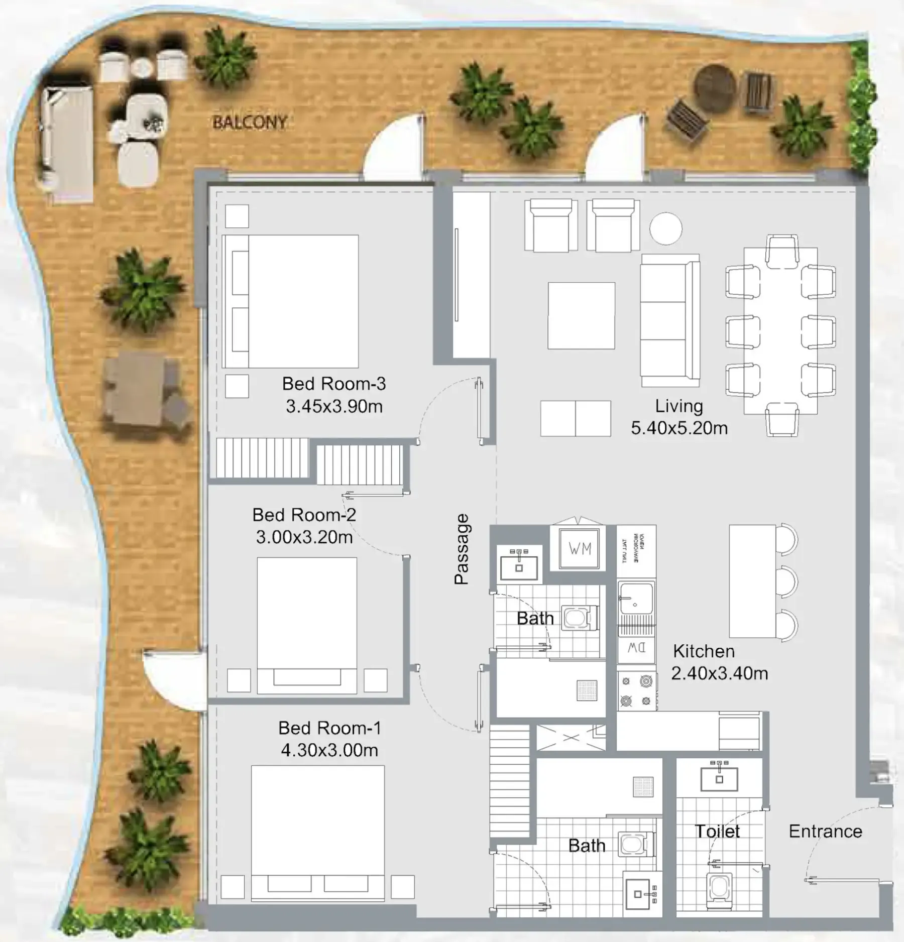 311 Boulevard 3 bed floor plan, 1,780 sqft