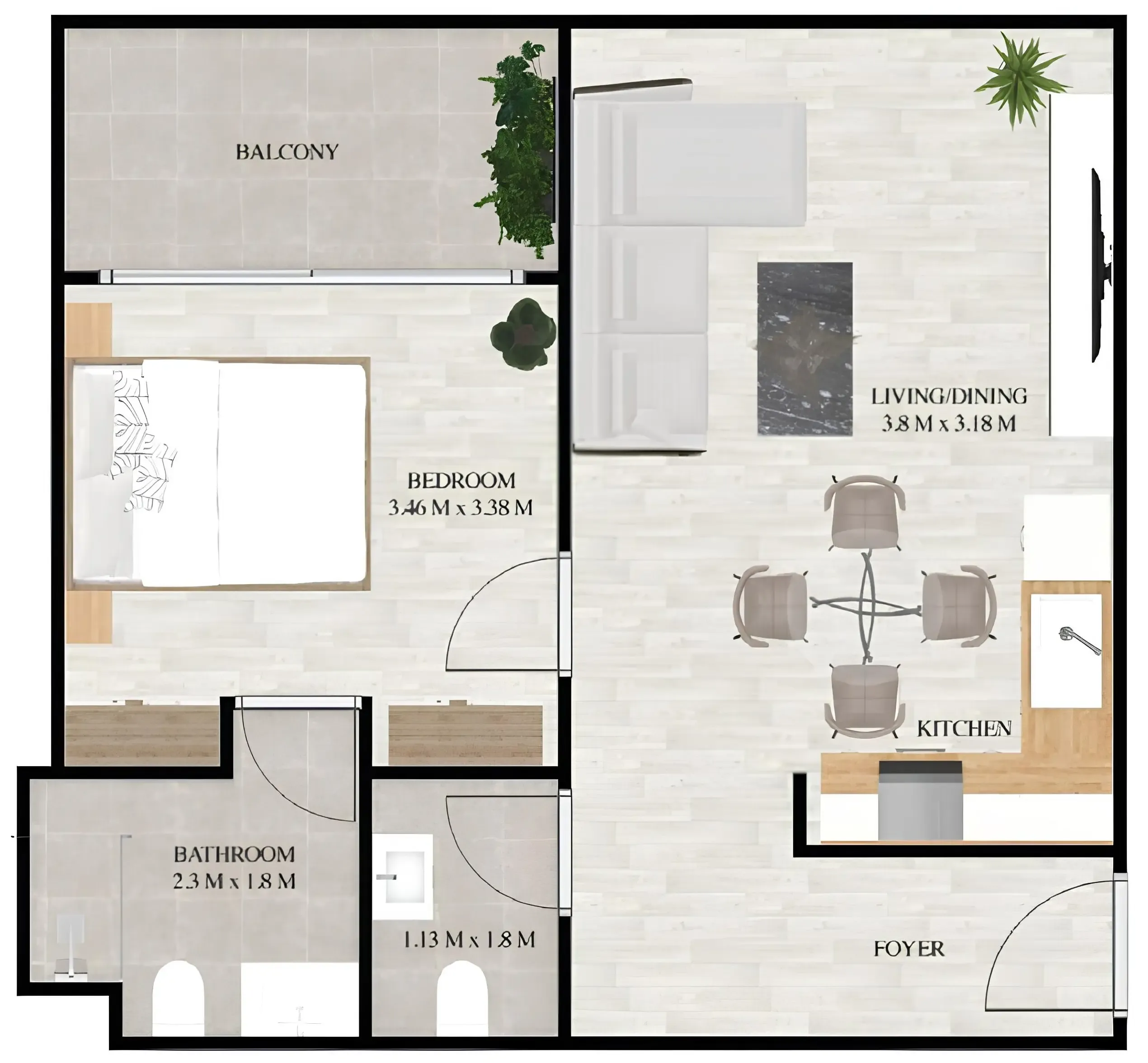 Maimoon Gardens 1 bed floor plan, 794 sqft