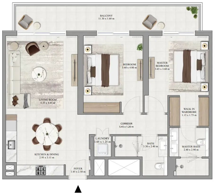 Greencrest 2 bed floor plan, 1,347 sqft