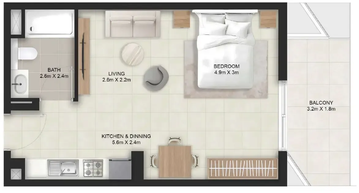 Stellar Axis Studio floor plan, 508 sqft