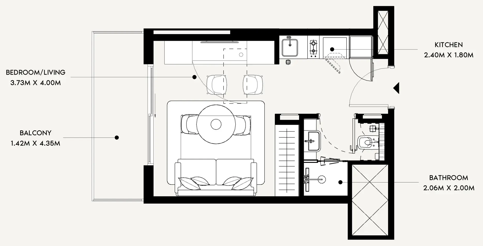 Azizi Leily Studio floor plan, 336 sqft