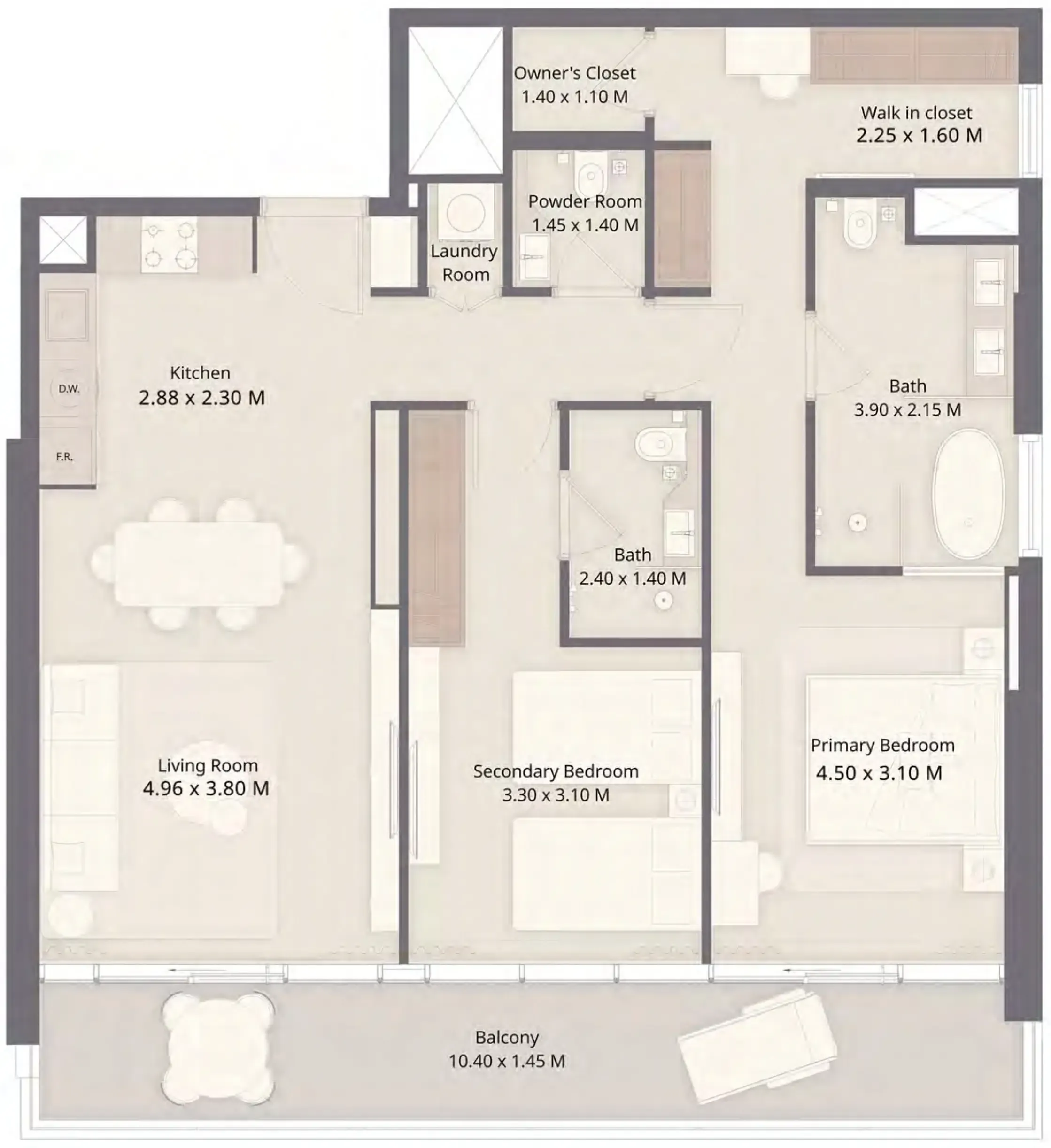 The Residences at Sheraton Al Marjan Island Resort Phase 1 & 2 2 bed floor plan, 1,202 sqft