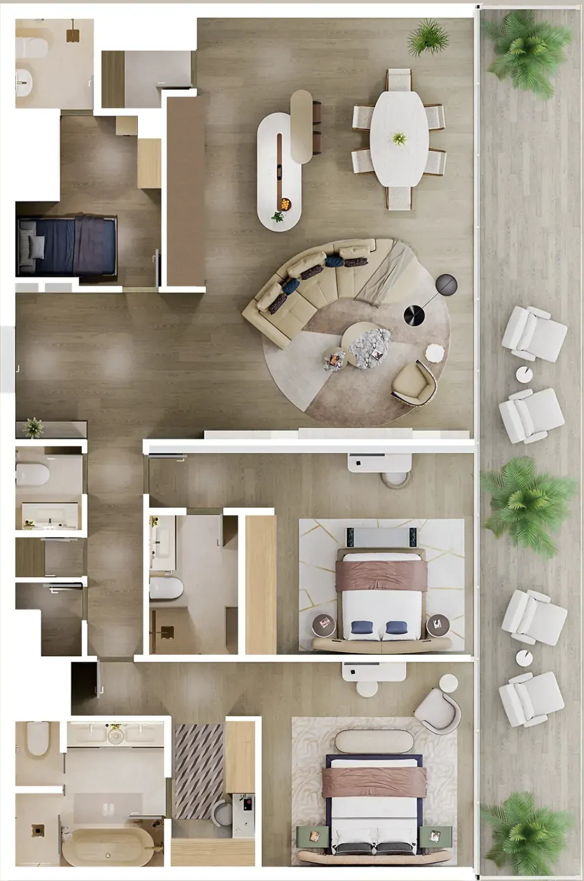Mandarin Oriental Residences 2 bed floor plan, 2,201 sqft