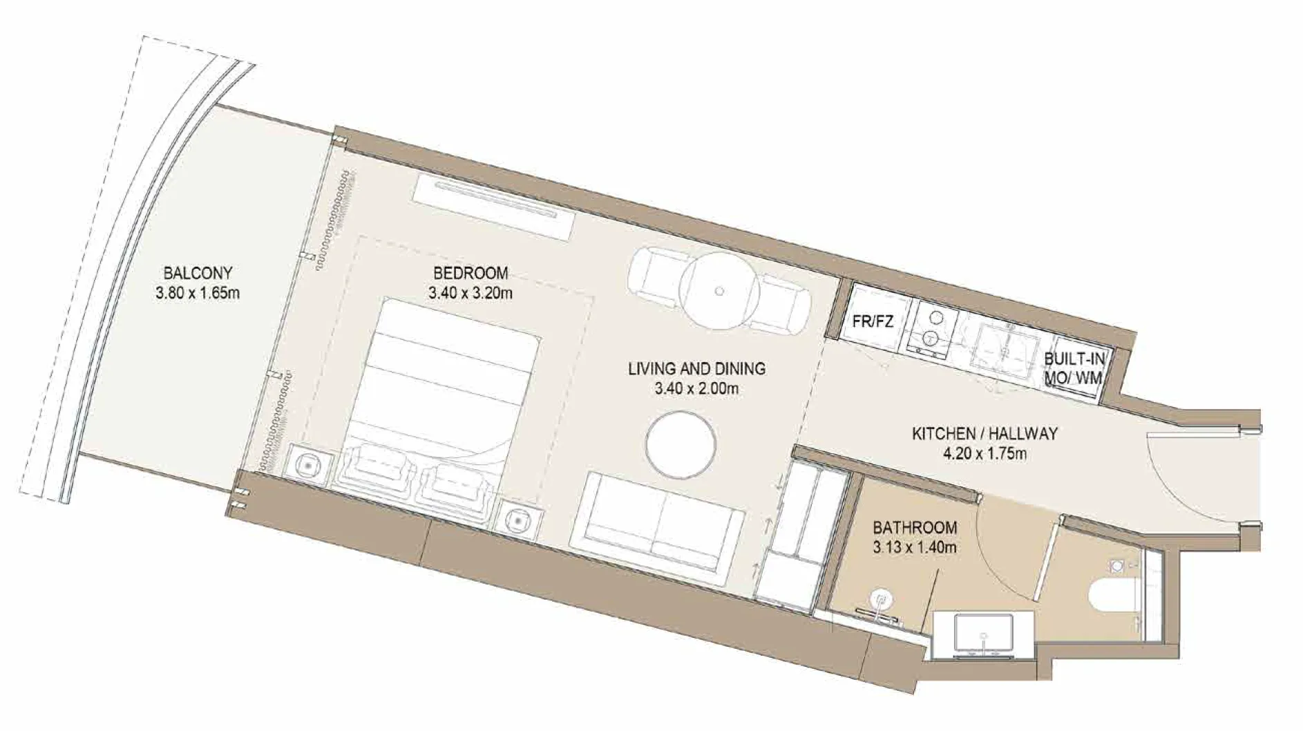 Laguna Residence Studio floor plan, 471 – 476 sqft