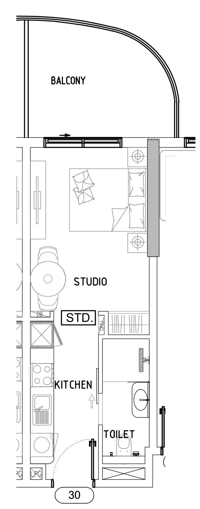 Damac Lagoons Views Phase 3 Studio floor plan, 412 sqft