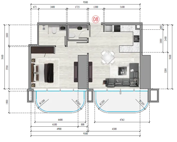 Ananda Residences Studio floor plan, 367 sqft