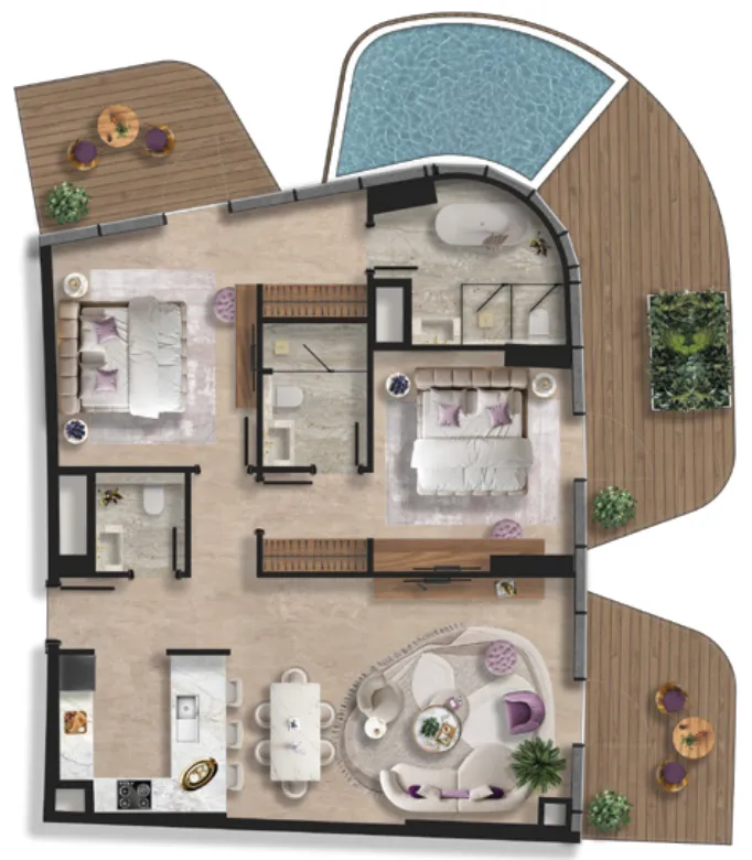 Taj Wellington Mews 2 bed floor plan, 1,720 – 1,751 sqft