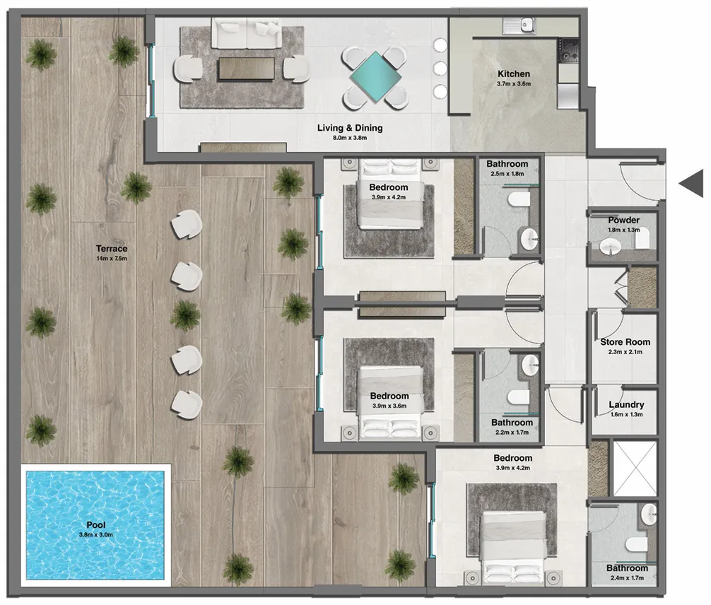 Pristine By Zoya 3 bed floor plan, 3,052 sqft