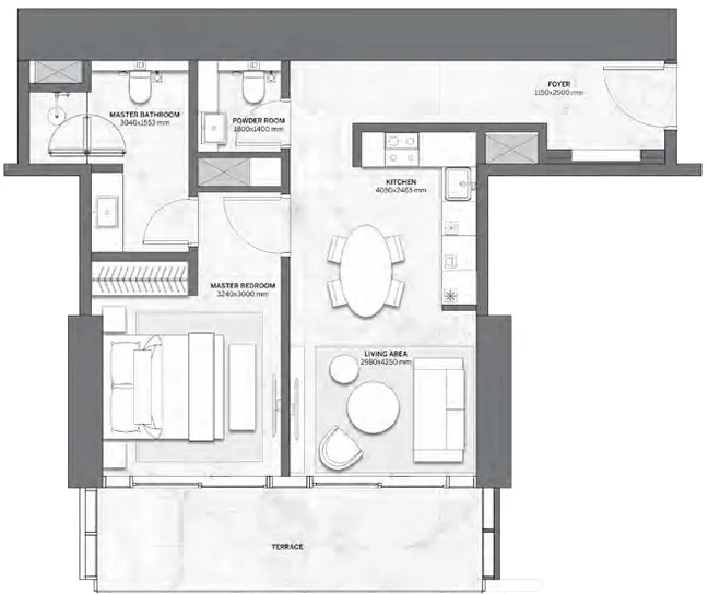 Trump International Hotel and Tower 1 bed floor plan, 878 sqft