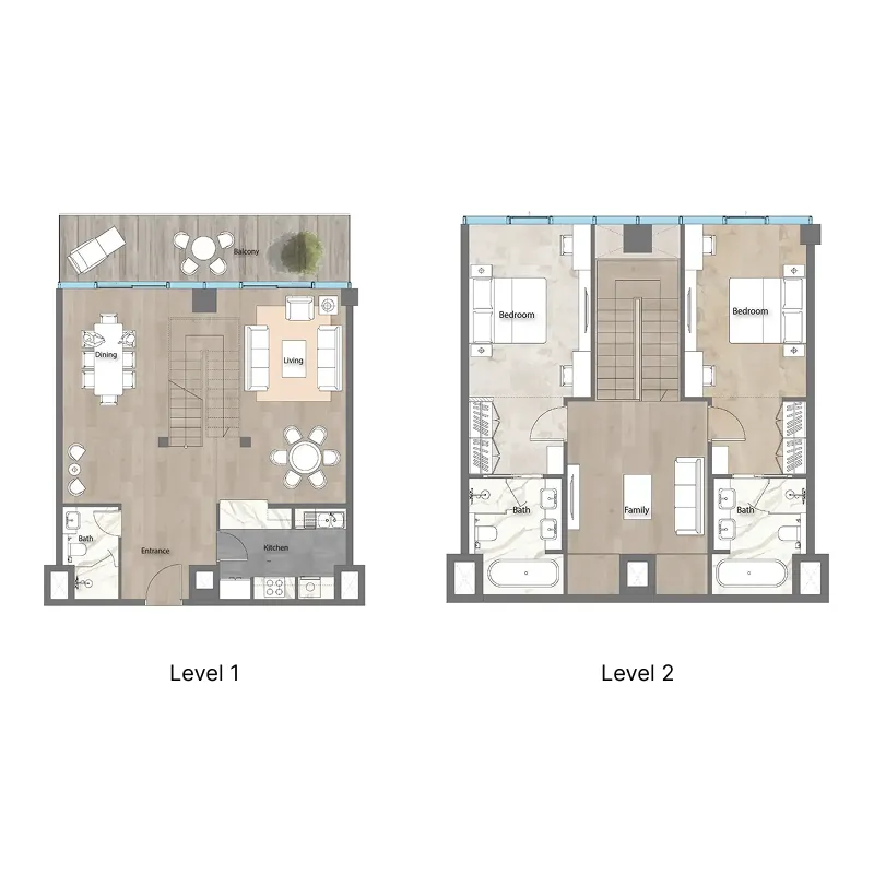 Yas Beach Residence 2 bed floor plan, 1,805 sqft