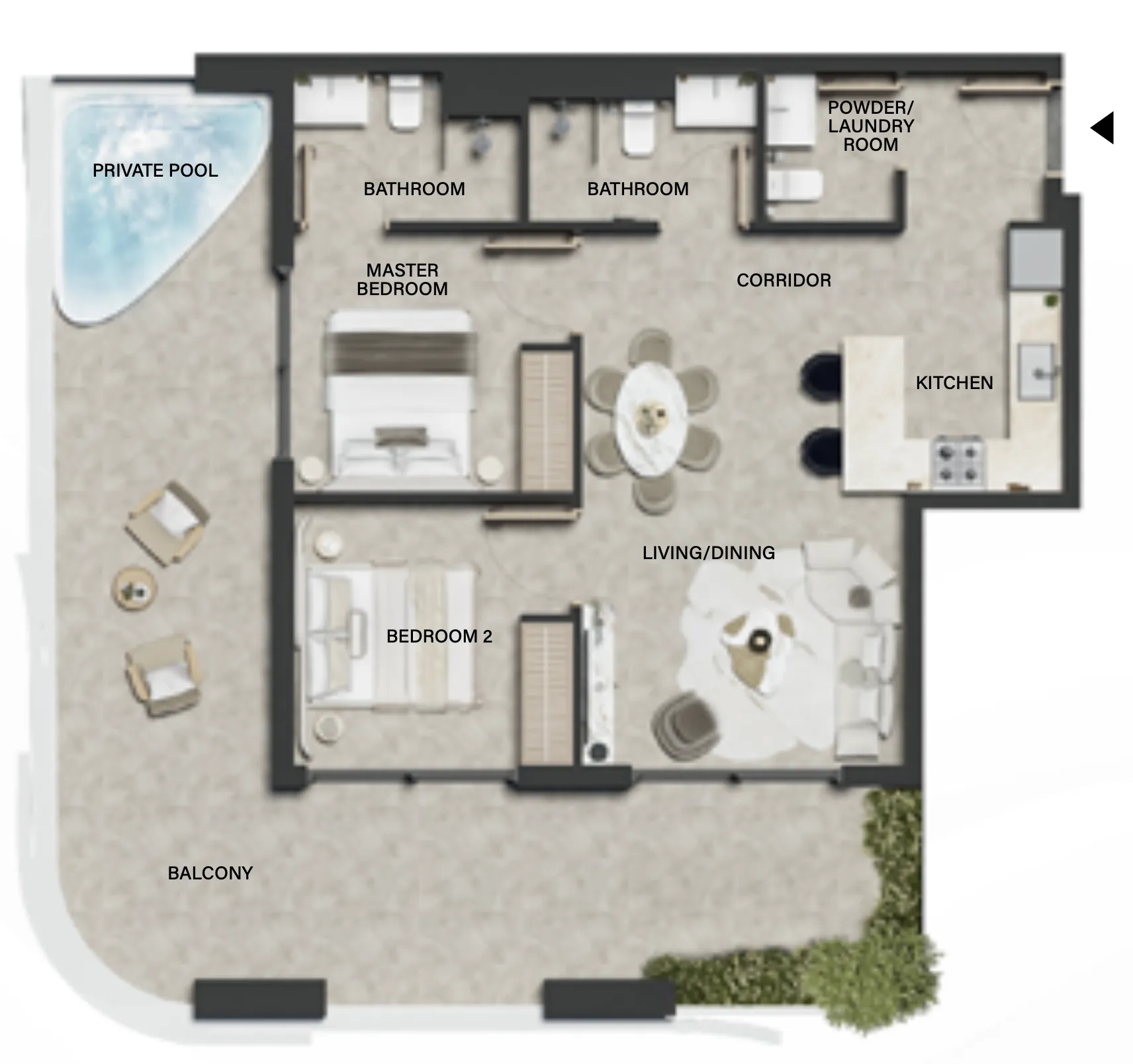 Weybridge Gardens 4 2 bed floor plan, 1,211 sqft
