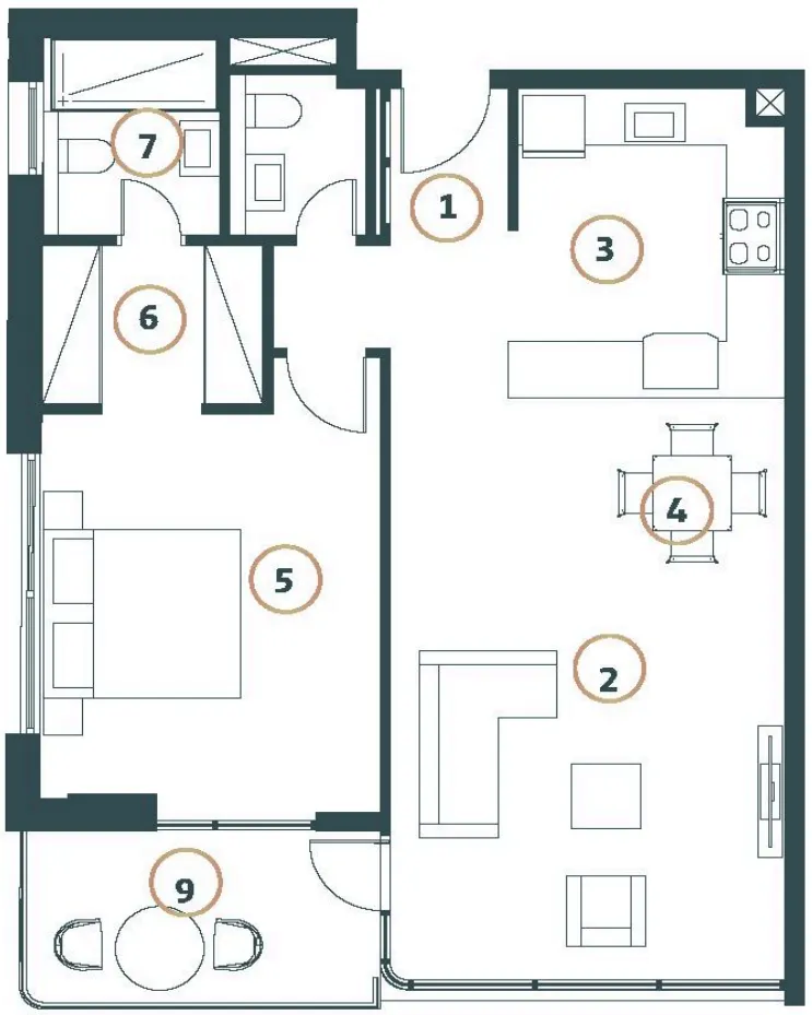 Whitestone Residences 1 bed floor plan, 832 sqft