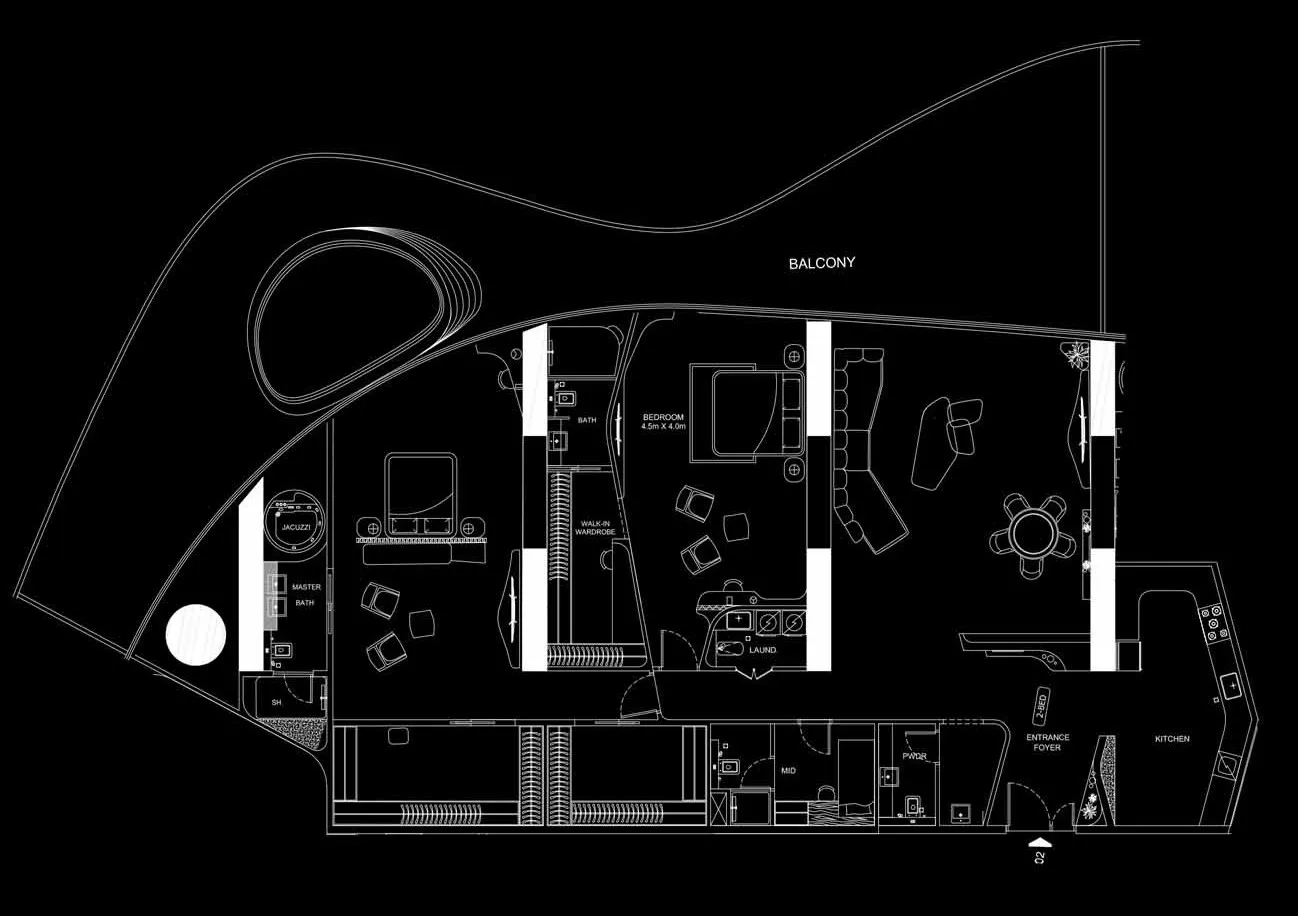 Bugatti Residences by Binghatti 2 bed floor plan, 4,093 sqft