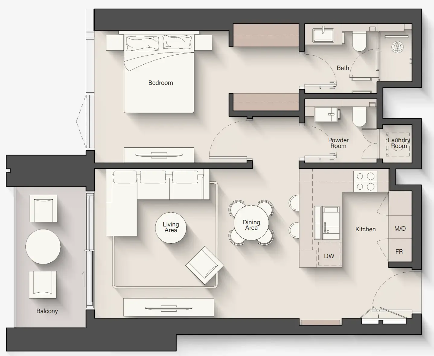 Eltiera Views 1 bed floor plan, 802 – 803 sqft