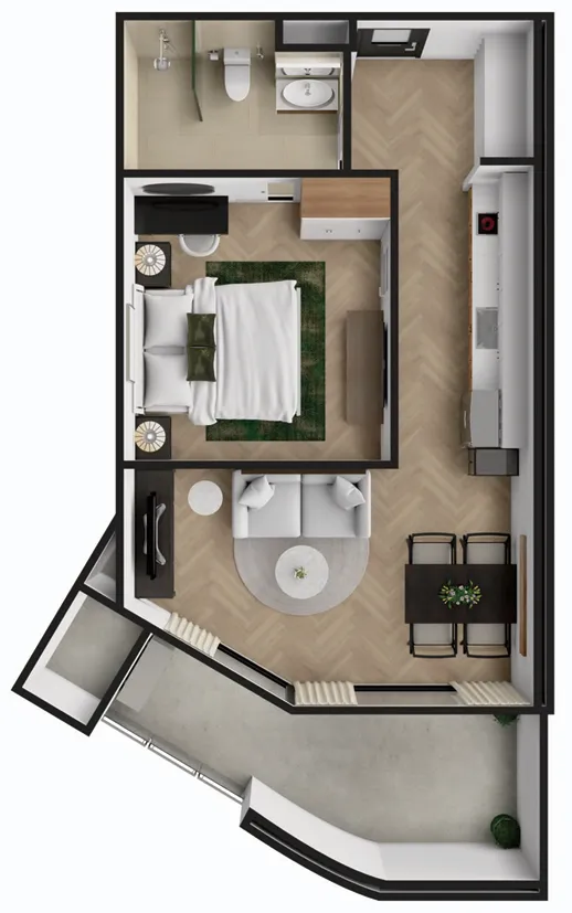 The Zero Bang Tao 1 bed floor plan, 452 – 549 sqft