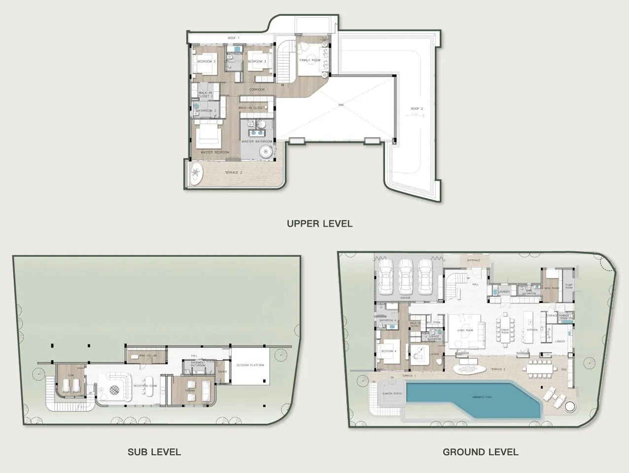 Ayana Soluna Villas 5 bed floor plan, 6,290 – 7,442 sqft