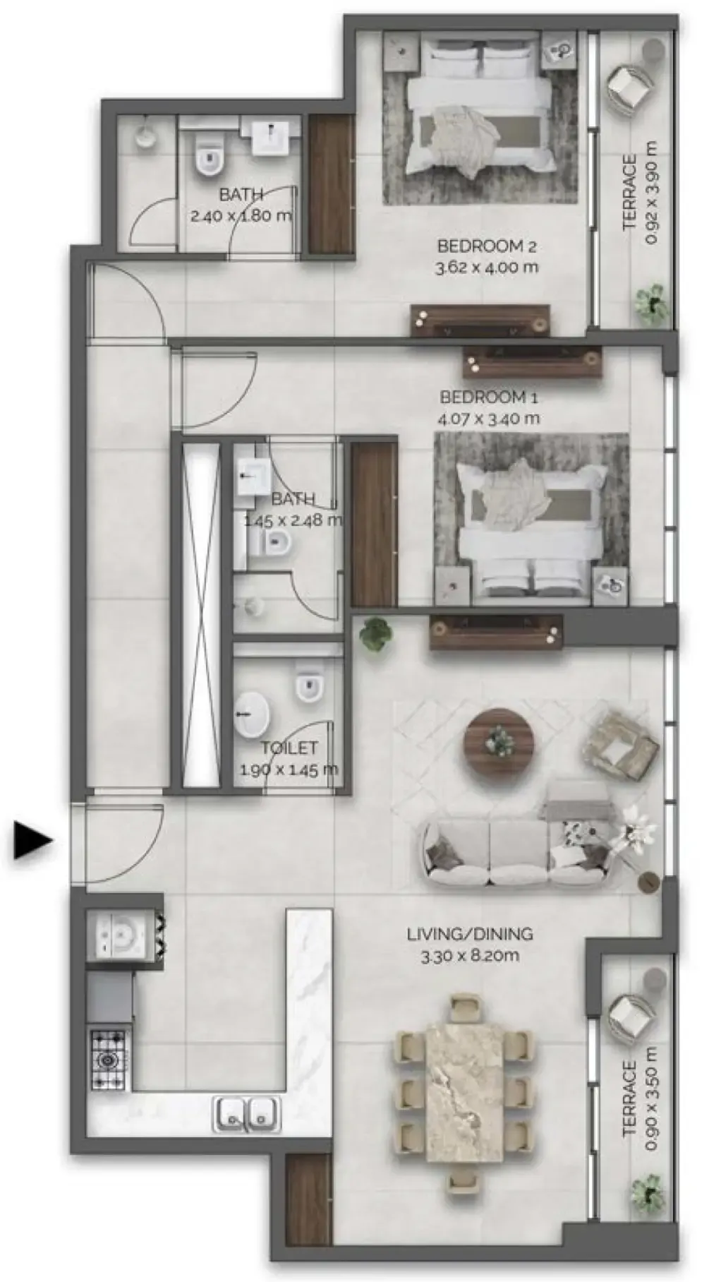 Amazonia Residence 2 bed floor plan, 1,213 sqft