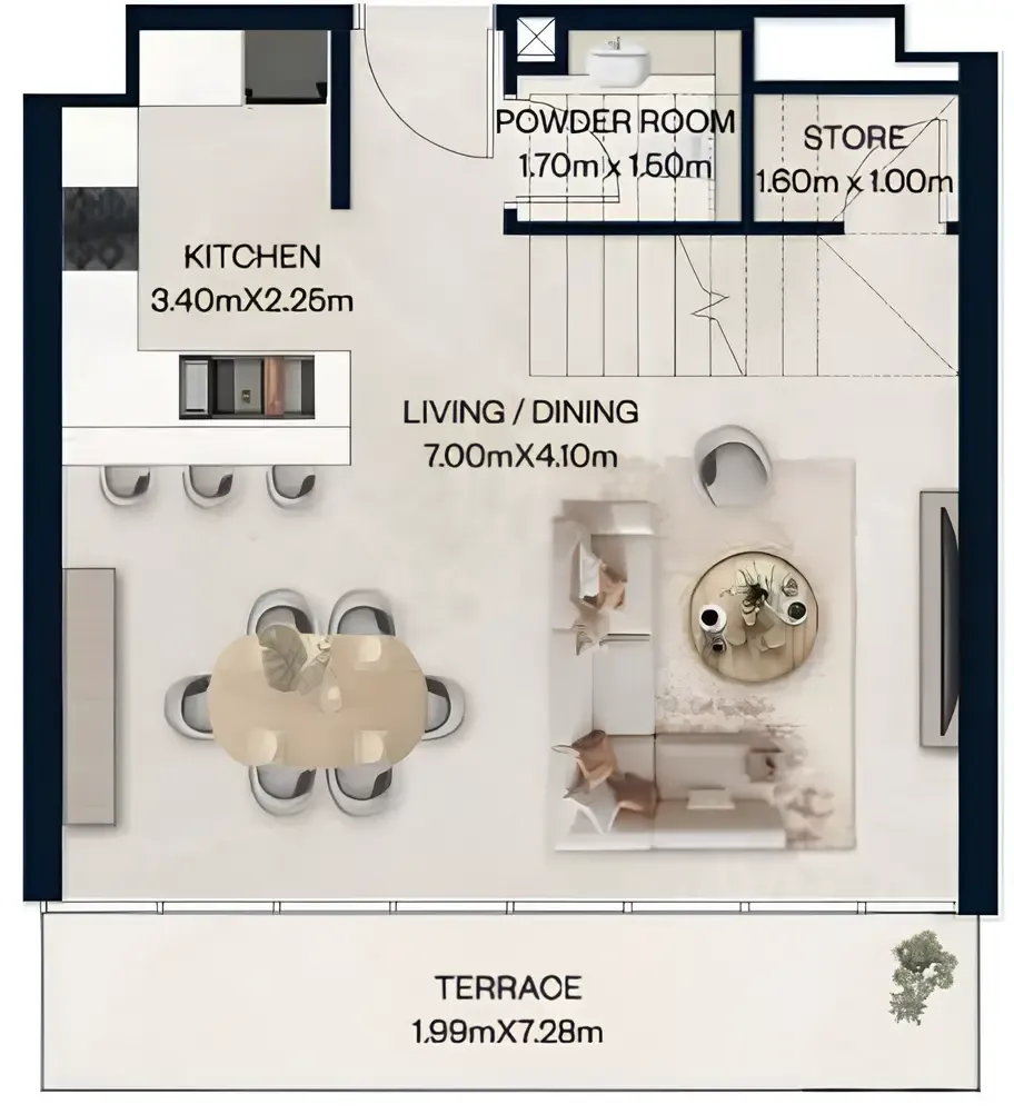 Norah Residence 2 bed floor plan, 1,437 sqft