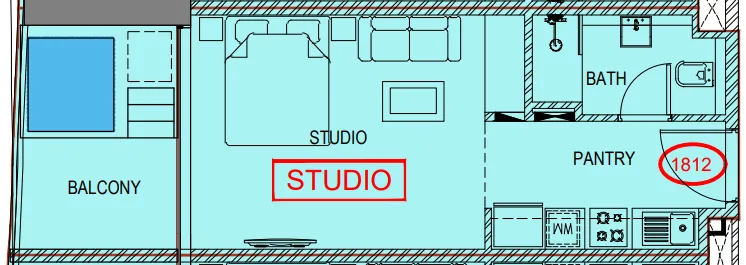 Samana Barari Views Studio floor plan, 420 sqft