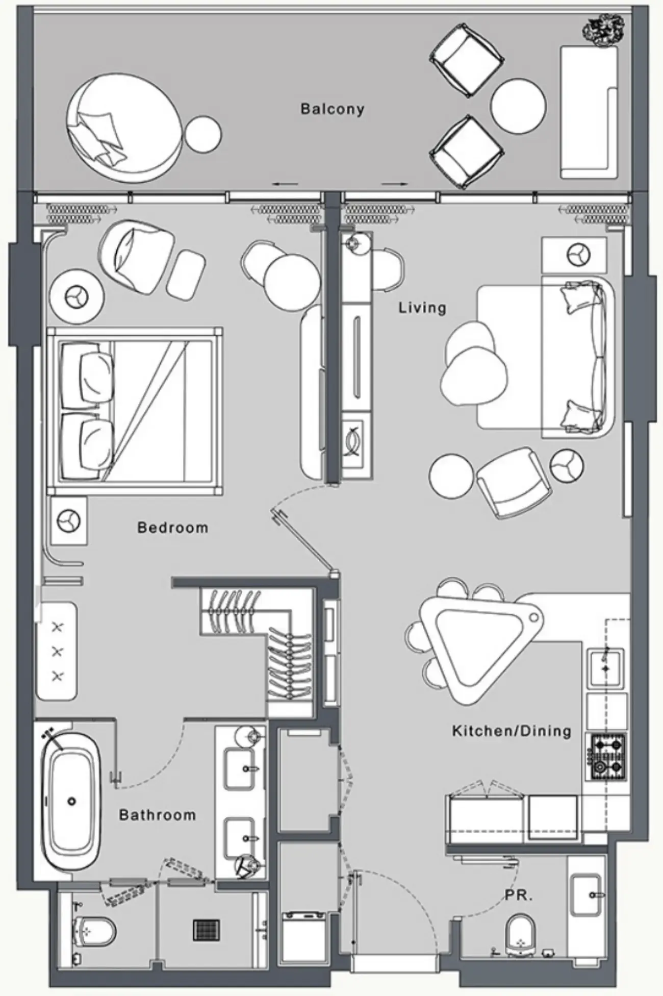 JW Marriott Residences and Resort 1 bed floor plan, 956 sqft