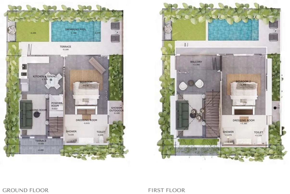 The One 2 bed floor plan, 1,184 sqft