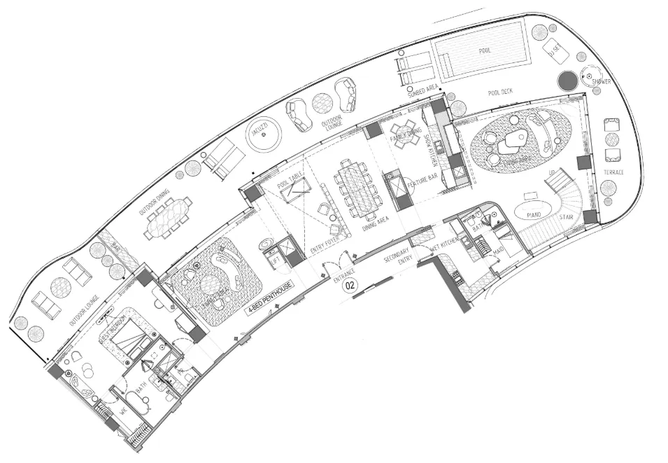Damac Bay 4 bed floor plan, 8,895 sqft