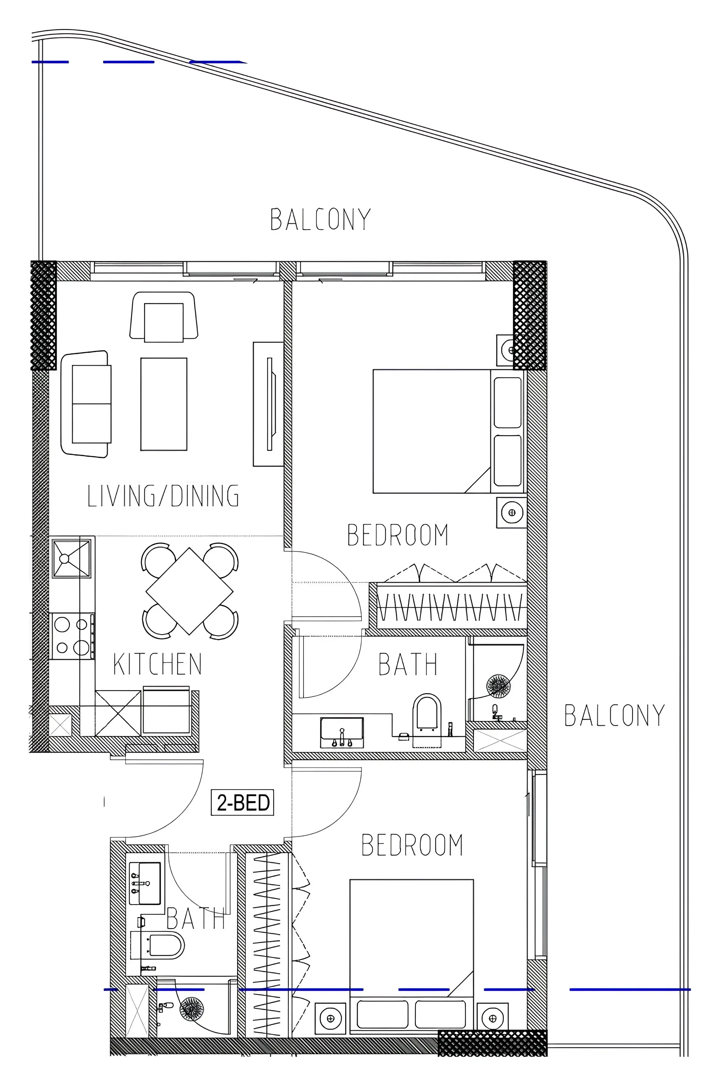 Elo 2 and 3 Damac 2 bed floor plan, 1,026 sqft
