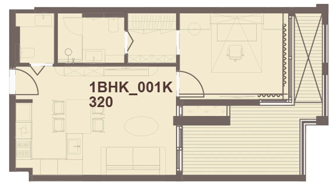 J-Haus Residence 1 bed floor plan, 701 sqft