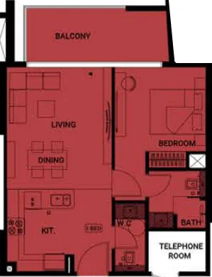 Binghatti Ruby 1 bed floor plan, 678 sqft