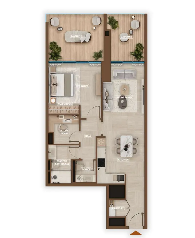 Sky Hills Astra 1 bed floor plan, 998 sqft