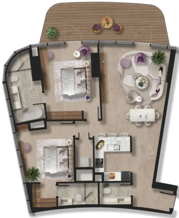 Taj Wellington Mews 2 bed floor plan, 1,532 – 1,568 sqft