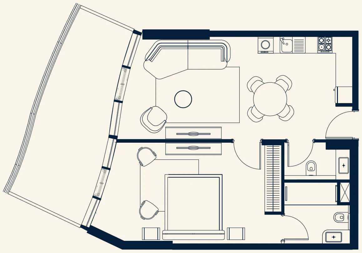 Trussardi Residences Phase Two 1 bed floor plan, 933 sqft