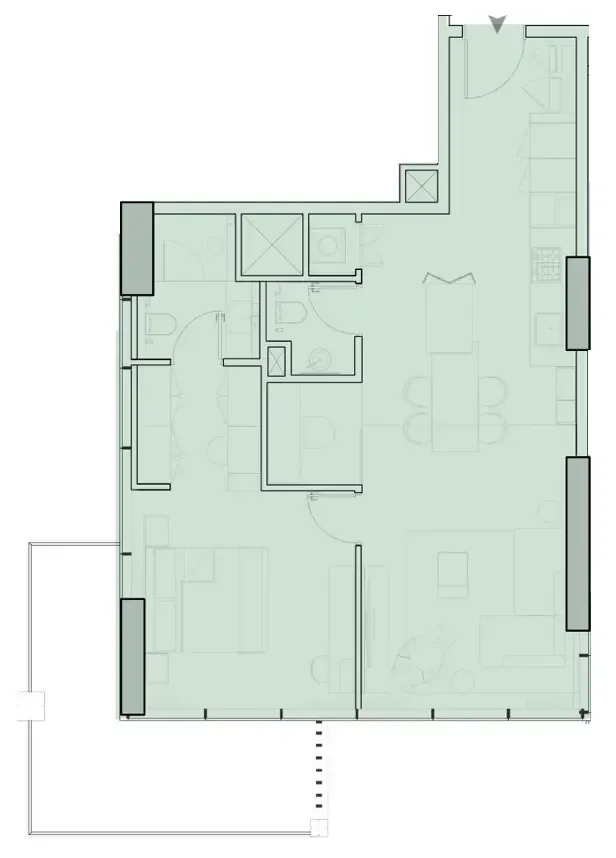 Wynwood Horizon 1 bed floor plan, 930 – 1,037 sqft
