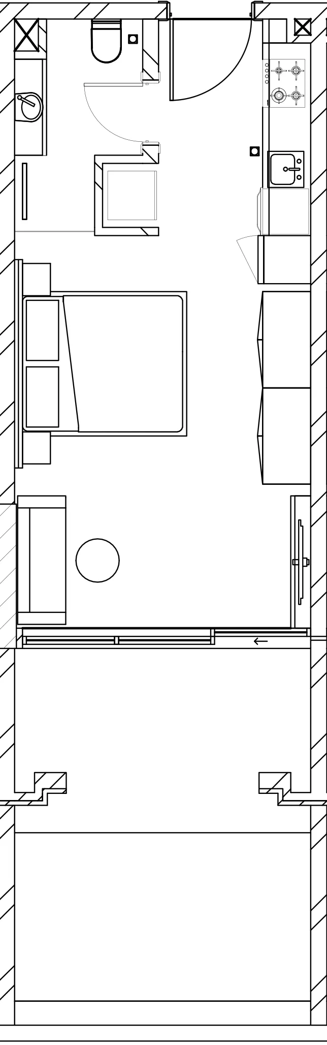 Berkeley Square Studio floor plan, 531 sqft