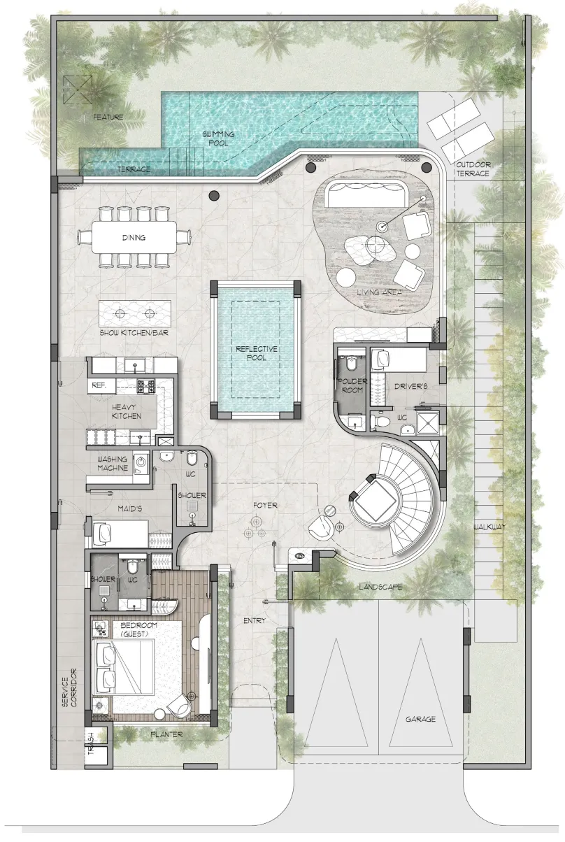 Wadi Villas 4 bed floor plan, 6,545 sqft