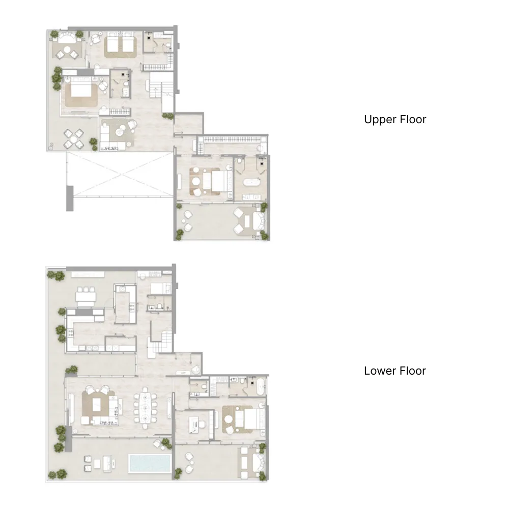 Kempinski Marina Residences 4 bed floor plan, 6,519 sqft