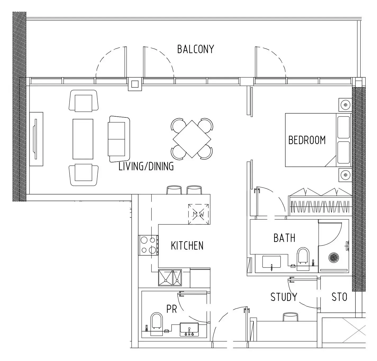 Damac District 1 bed floor plan, 888 – 1,026 sqft
