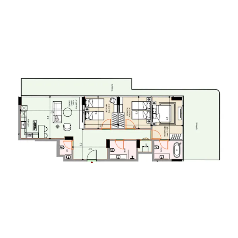Edgewater Residences 1, 2 and 3 3 bed floor plan, 1,752 sqft