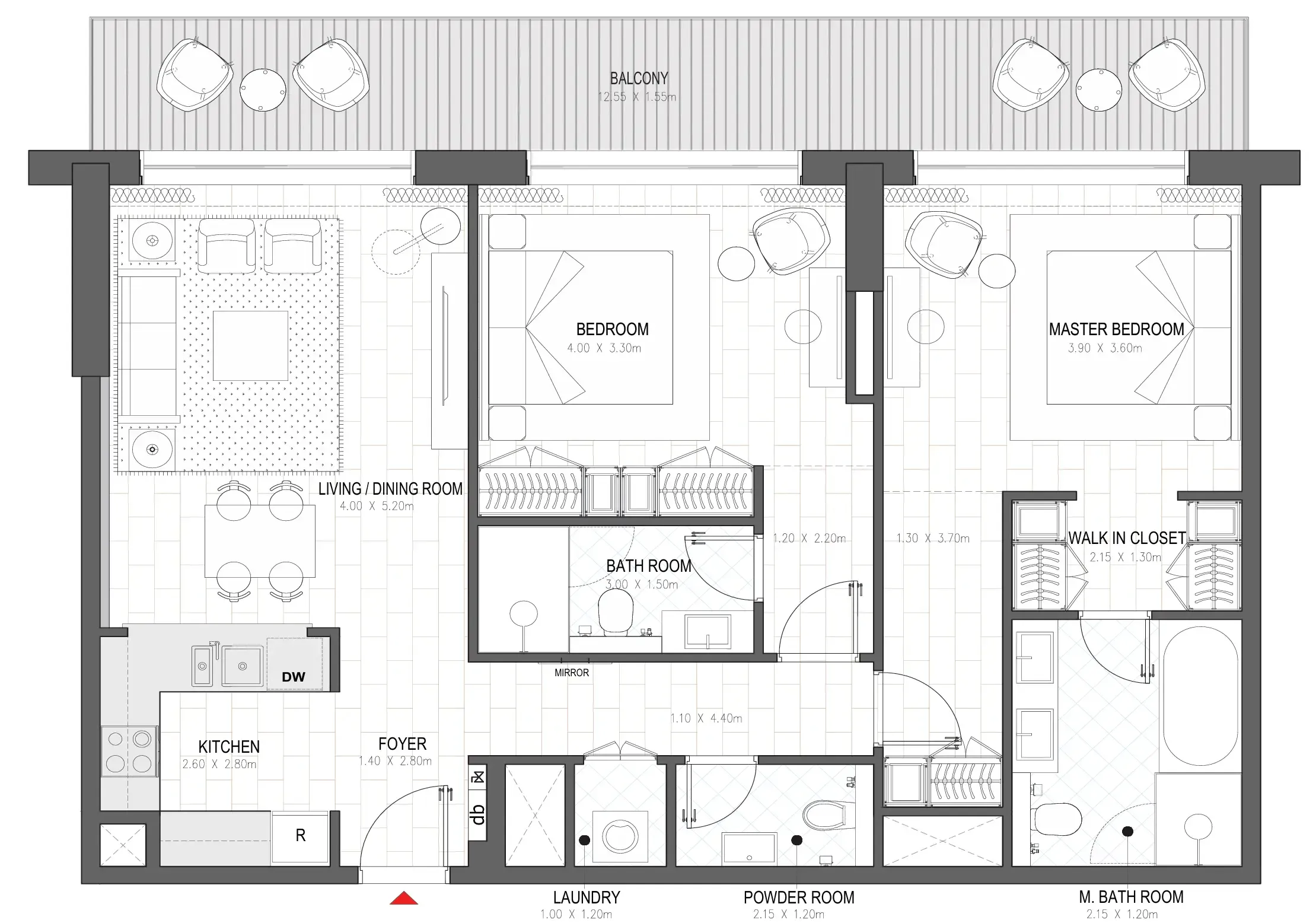 Palace Residences Al Mamsha 2 bed floor plan, 1,346 sqft