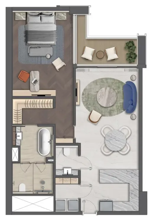Mas Barsha Residency 1 bed floor plan, 1,080 sqft